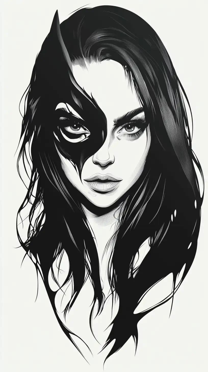 Masked Cosplay Girl - Bold Vector Art